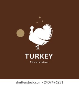 animal turkey natural logo vector icon silhouette retro hipster