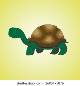 Animal turtle on yellow background, vector illustration