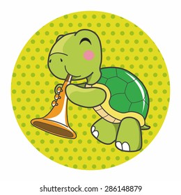 animal turtle playing instrument cartoon theme elements