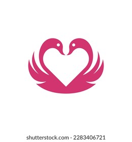 Animal two swan with love modern logo