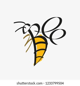 Animal typography, animal calligraphy, animal logo, animal logotype. Bee typography, bee calligraphy, bee logo, bee logotype.