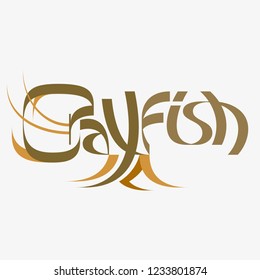 Animal typography, animal calligraphy, animal logo, animal logotype. Crayfish typography, crayfish calligraphy, crayfish logo, crayfish logotype.