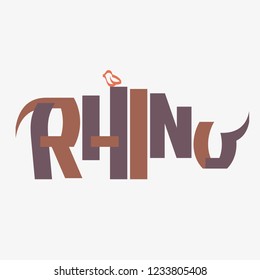 Animal typography, animal calligraphy, animal logo, animal logotype. Rhino typography, rhino calligraphy, rhino logo, rhino logotype.
