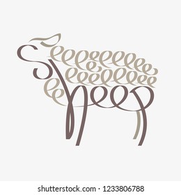 Animal typography, animal calligraphy, animal logo, animal logotype. Sheep typography, sheep calligraphy, sheep logo, sheep logotype.