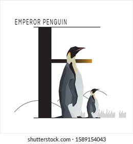 Animal Typography emperor penguin vector illustration.