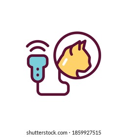 Animal ultrasonic diagnostic system color line icon. Medical and scientific concept. Isolated vector element. Outline pictogram for web page, mobile app, promo.