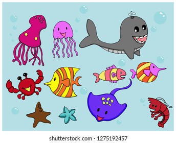 animal underwater vector 