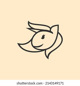Animal unicorn with line art style design vector