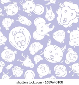 Animal - Vector background (seamless pattern) of pets and wild beast silhouettes for graphic design