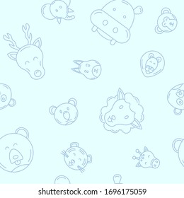 Animal - Vector background (seamless pattern) of pets and wild beast for graphic design
