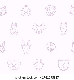 Animal - Vector background (seamless pattern) of pets and wild beast for graphic design