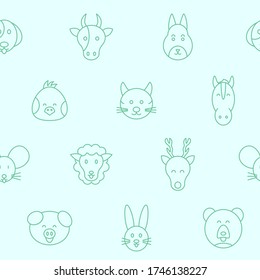 Animal - Vector background (seamless pattern) of pets and wild beast for graphic design