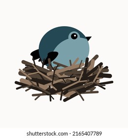 animal vector blue bird in the nest.