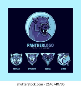 Animal Vector branding logo template Panther Cougar Wolfpack Cobra Shark