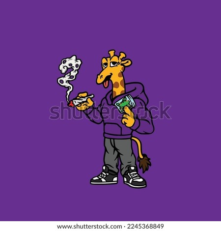 animal vector character animal cartoon mascot smoking blunt and joint from weed flower nug cannabis marijuana