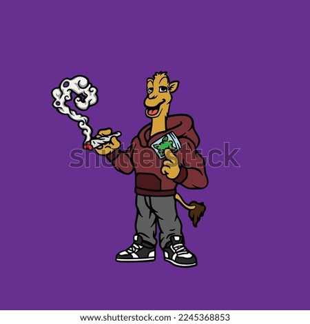 animal vector character animal cartoon mascot smoking blunt and joint from weed flower nug cannabis marijuana