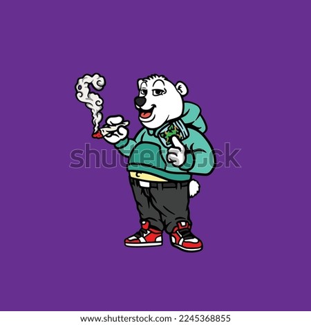 animal vector character animal cartoon mascot smoking blunt and joint from weed flower nug cannabis marijuana