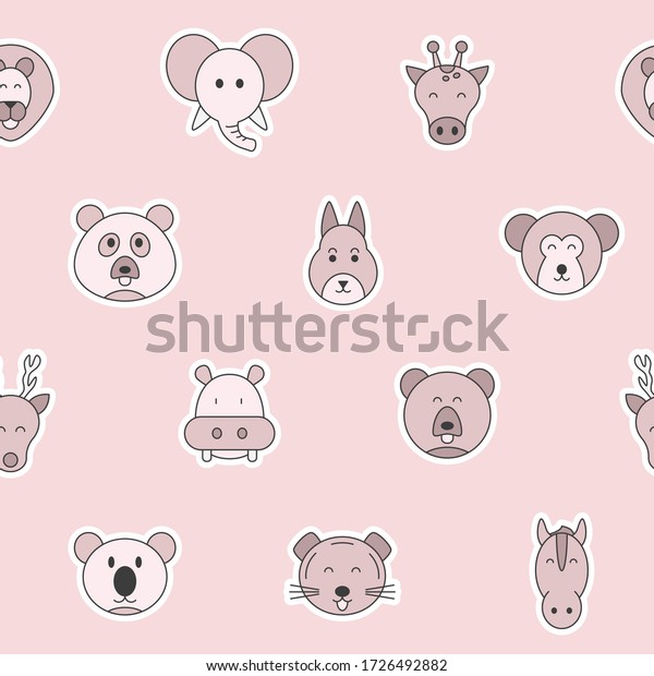 Animal Vector Color Background Seamless Pattern Stock Vector (Royalty ...