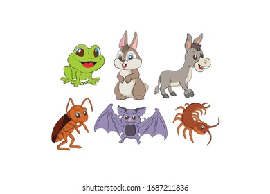 Paket mit Illustrationen zum Design der tierischen Vektorillustration