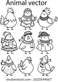 Animal Vector Design Illustration Set Of Line Art 