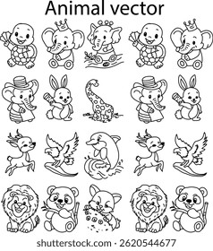 Animal Vector Design Illustration Set Of Line Art 