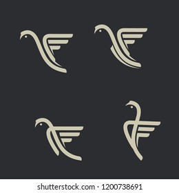 animal vector, flat bird design symbol, modern line design with bird shape, thin line design icon, modern design style illustration with white base