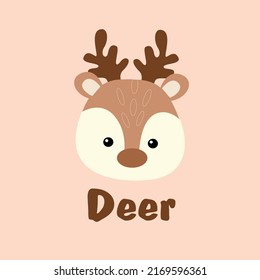 Animal vector. Forest animals illustration. card for children. we learn words. deer cute poster