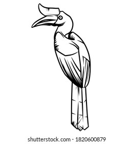 Animal Vector of Hornbills Black and white design. can be used as a logo, mascot, brand, tattoo, and sign. 