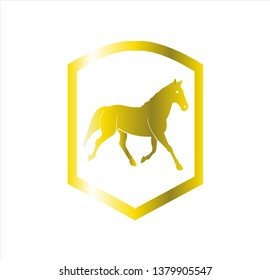 animal vector of horse logo with stallion badge and silhouette design of steed mascot