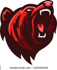 Animal vector illustration of an angry grizzly bear. The wildlife predator.