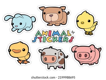 Ilustración de vectores animales, se puede usar como pegatinas para niños.
