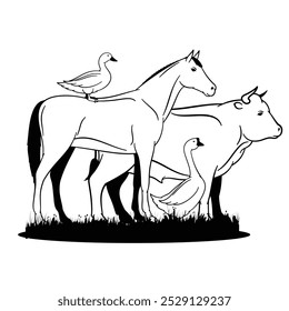 Animal Vector Illustration Design Cow Horse Duck
