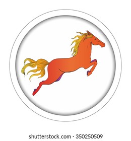 Animal vector illustration drawing of a horse. Jumping red pony.