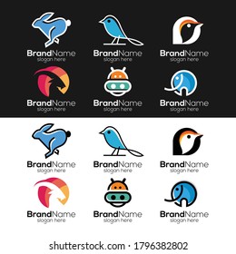 Animal Vector illustration Icon Set isolated on a white and black background