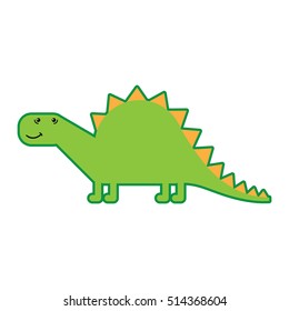 Animal vector illustration isolated on white background. Happy green dinosaur for kindergarten, elementary school, toy store, kids clothing shop. Logotype for children brand.