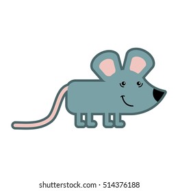 Animal vector illustration isolated on white background. Happy mouse for kindergarten, elementary school, toy store, kids clothing shop. Logotype for children brand.