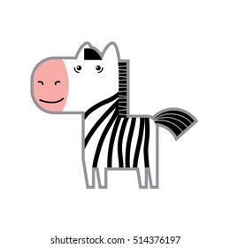 Animal vector illustration isolated on white background. Happy zebra for kindergarten, elementary school, toy store, kids clothing shop. Logotype for children brand.