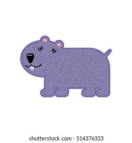 Animal vector illustration isolated on white background. Happy violet wombat for kindergarten, elementary school, toy store, kids clothing shop. Logotype for children brand.