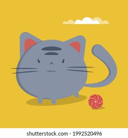 Сute animal vector illustration. Pussycat.