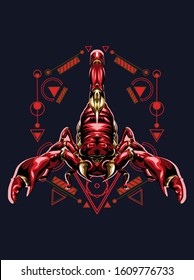 animal vector illustration red scorpio horoscopes symbol with sacred geometry