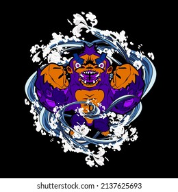 animal vector illustration for sukajan is mean japanese jacket design