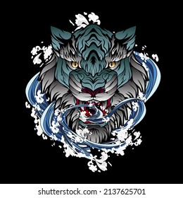 animal vector illustration for sukajan is mean japanese jacket design