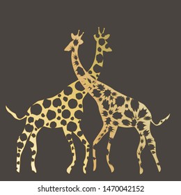 Animal vector illustration. Wild african giraffe. beauty nature in vector design. Good for brand logo, wallpers, background. Simply and trendy flat graphic. From nature set.   
