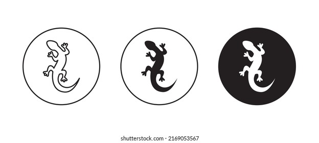 Tiervektoreidechse, Salamander-Gekrokodil und Reptilien-Symbol, Zeichen, Symbol, Logo, Illustration, bearbeitbarer Strich, flacher Designstil einzeln auf Weiß