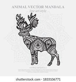Animal Vector Mandala Line Art Style. EPS 10