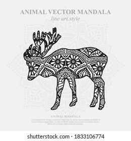 Animal Vector Mandala Line Art Style. EPS 10