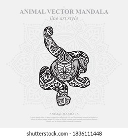 Estilo de arte de la línea Mandala para el vector de animales