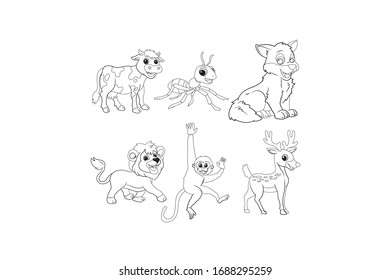 Animal Vector Outline Design Illustration Bundle