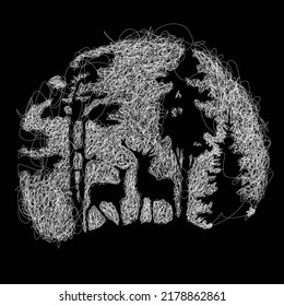 ilustración de esbozo de vector animal, arte de garabatos