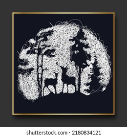 animal vector sketch illustration, scribble art
